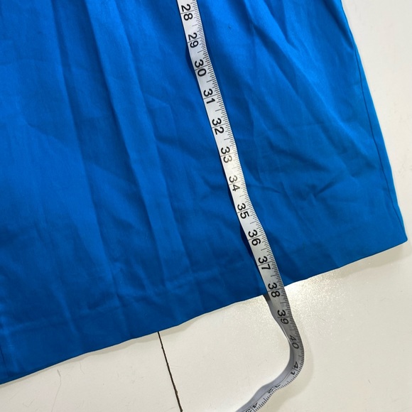 Ted Baker London Vibrant Blue V-Neck Ruffle Neck/Sleeves Cotton Cocktail Dress M - Picture 14 of 16